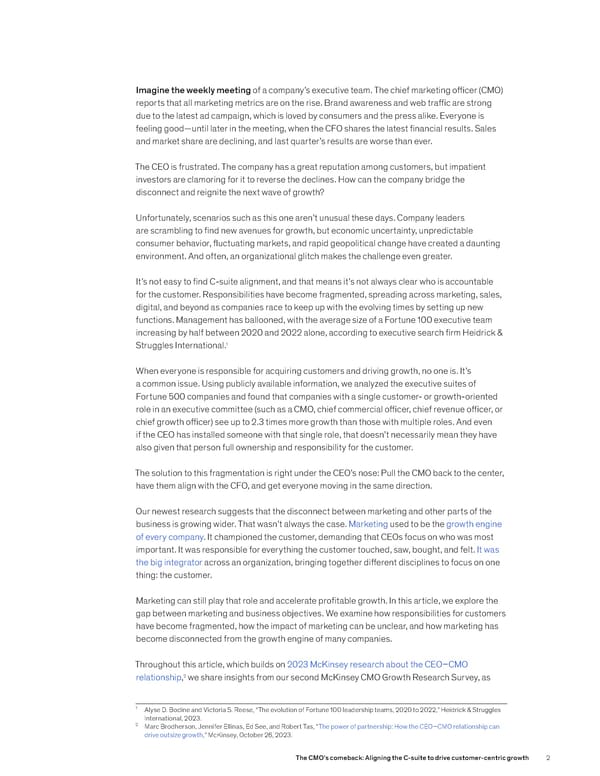 The CMO’s Comeback: Aligning the C-suite to Drive Customer-Centric Growth - Page 2