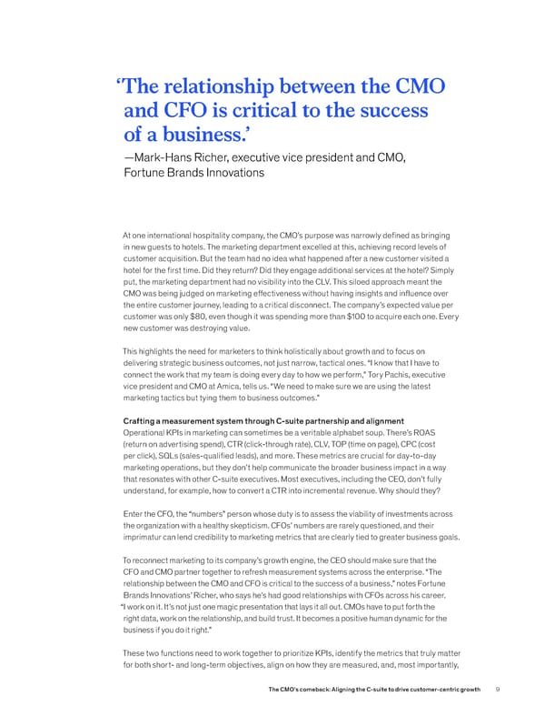 The CMO’s Comeback: Aligning the C-suite to Drive Customer-Centric Growth - Page 9